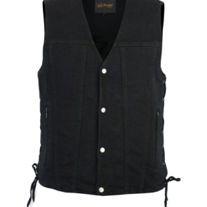 MOTORCYCLE MEN'S SINGLE BACK PANEL CONCEALED CARRY DENIM VEST