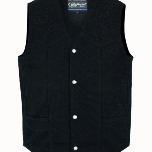 MOTORCYCLE MEN'S TRADITIONAL DENIM VEST WITH PLAIN SIDES