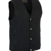 MOTORCYCLE MEN'S SINGLE BACK PANEL CONCEALED CARRY DENIM VEST