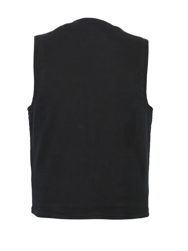 MOTORCYCLE MEN'S SINGLE BACK PANEL CONCEALED CARRY DENIM VEST - Image 3
