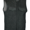 MOTORCYCLE MEN’S ROUGH RUB-OFF RAW FINISH DENIM VEST W/LEATHER TRIM - SCOOP COLLAR