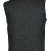 MOTORCYCLE MEN’S ROUGH RUB-OFF RAW FINISH DENIM VEST W/LEATHER TRIM - SCOOP COLLAR