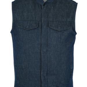 MOTORCYCLE MEN’S BLUE ROUGH RUB-OFF RAW FINISH DENIM VEST