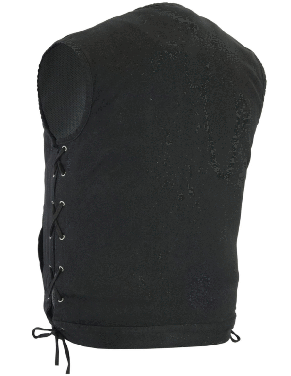 MOTORCYCLE DENIM MATERIAL, UPGRADED STYLE GUN POCKETS, ALL BLACK CONSTRUCTION. - Image 2
