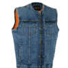 MOTORCYCLE CONCEALED SNAPS, DENIM MATERIAL, HIDDEN ZIPPER, W/O COLLAR