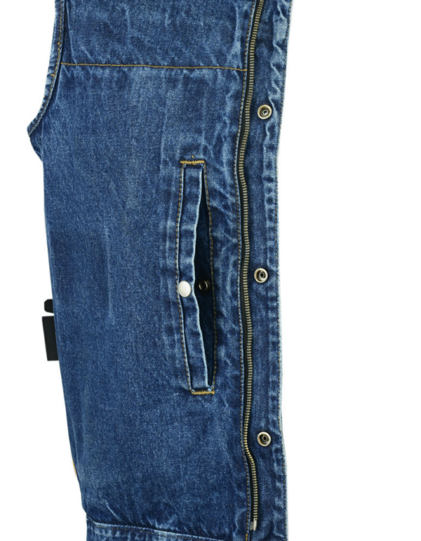 MOTORCYCLE CONCEALED SNAPS, DENIM MATERIAL, HIDDEN ZIPPER, W/O COLLAR - Image 3