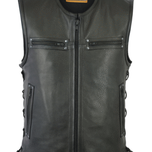 MOTORCYCLE MEN'S ZIPPER FRONT SINGLE BACK PANEL CONCEALED CARRY VEST