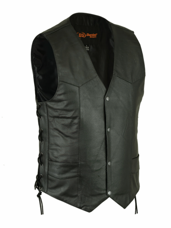 MOTORCYCLE TRADITIONAL SINGLE BACK PANEL CONCEALED CARRY VEST - Image 3