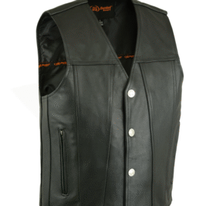 MOTOTRCYCLE MEN'S SINGLE BACK PANEL CONCEALED CARRY VEST (BUFFALO NICKEL HEAD SNAPS)