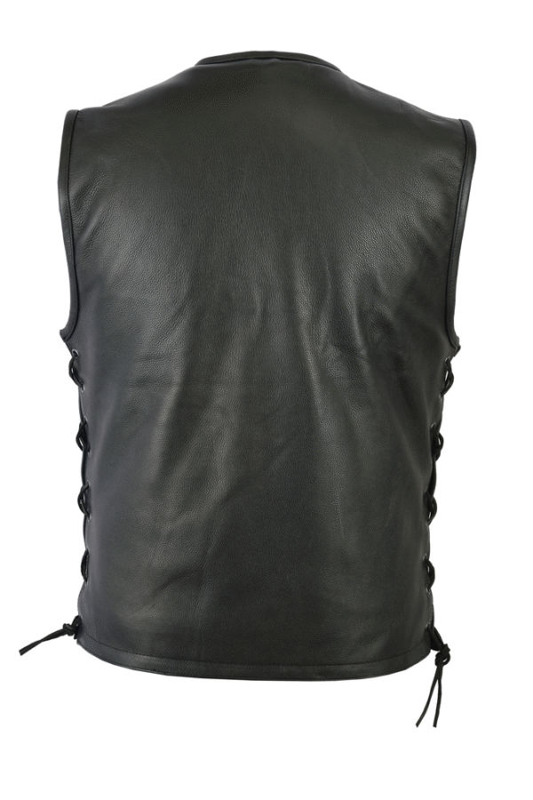 MOTORCYCLE MEN'S ZIPPER FRONT SINGLE BACK PANEL CONCEALED CARRY VEST