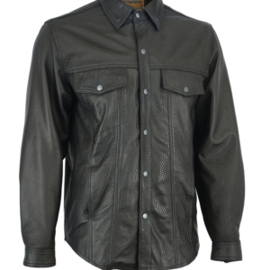 MOTORCYCLE MEN'S PREMIUM LIGHTWEIGHT LEATHER SHIRT