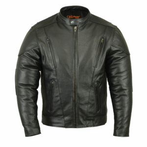 MOTORCYCLE MEN'S VENTED M/C JACKET W/ PLAIN SIDES