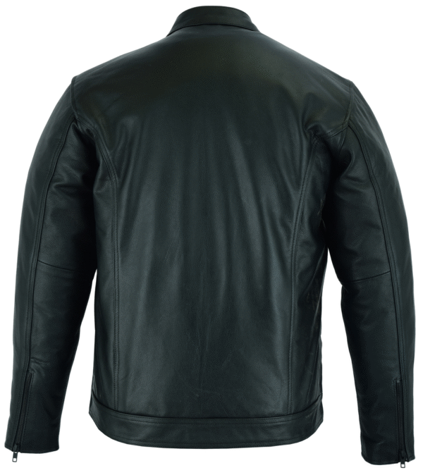MOTORCYCLE MEN'S FULL CUT LEATHER SHIRT WITH ZIPPER/SNAP FRONT - Image 2