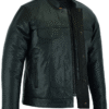 MOTORCYCLE MEN'S FULL CUT LEATHER SHIRT WITH ZIPPER/SNAP FRONT