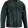 MOTORCYCLE MEN'S FULL CUT LEATHER SHIRT WITH ZIPPER/SNAP FRONT