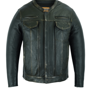 MOTORCYCLE MEN’S MODERN UTILITY STYLE JACKET IN LIGHTWEIGHT DRUM DYED DISTRESSED NAKE