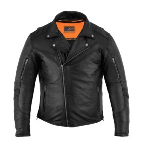 MOTORCYCLE MEN'S MODERN LONGER BELTLESS BIKER JACKET
