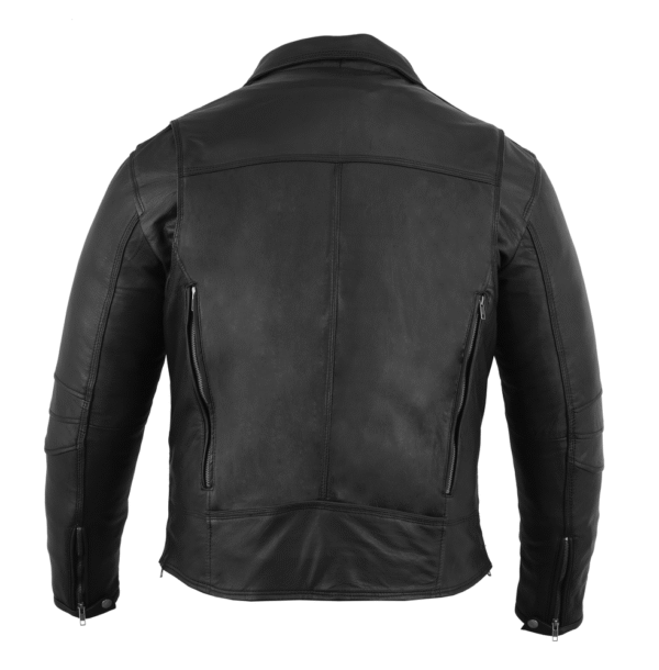 MOTORCYCLE MEN'S MODERN LONGER BELTLESS BIKER JACKET