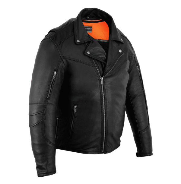 MOTORCYCLE MEN'S MODERN LONGER BELTLESS BIKER JACKET