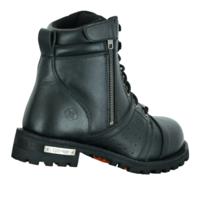 MOTORCYCLE MEN’S 6’’ SIDE ZIPPER PLAIN TOE BOOT W/PERFORATION