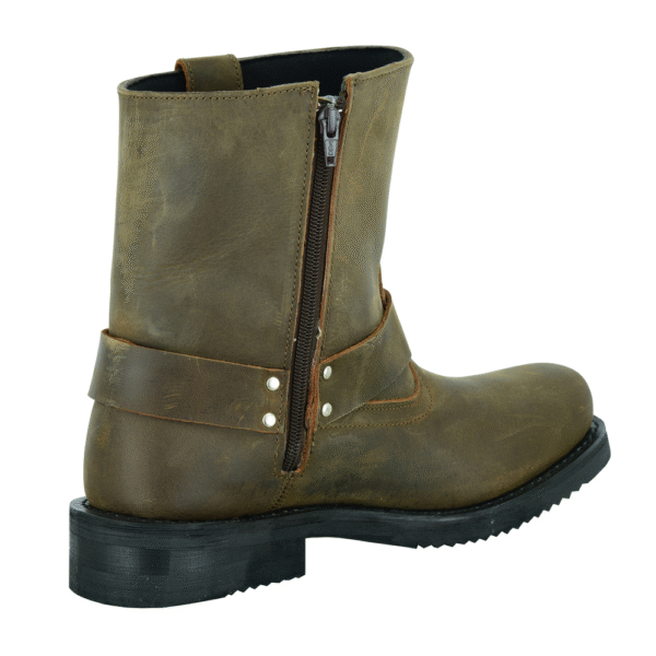 MOTORCYCLE MEN’S SIDE ZIPPER WATERPROOF BOOTS– BROWN