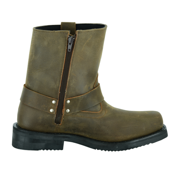 MOTORCYCLE MEN’S SIDE ZIPPER WATERPROOF BOOTS– BROWN