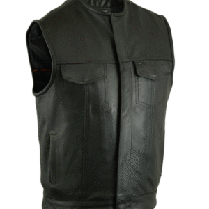 MOTORCYCLE CONCEALED SNAP CLOSURE, MILLED COWHIDE, WITHOUT COLLAR & HIDDEN ZIPPER