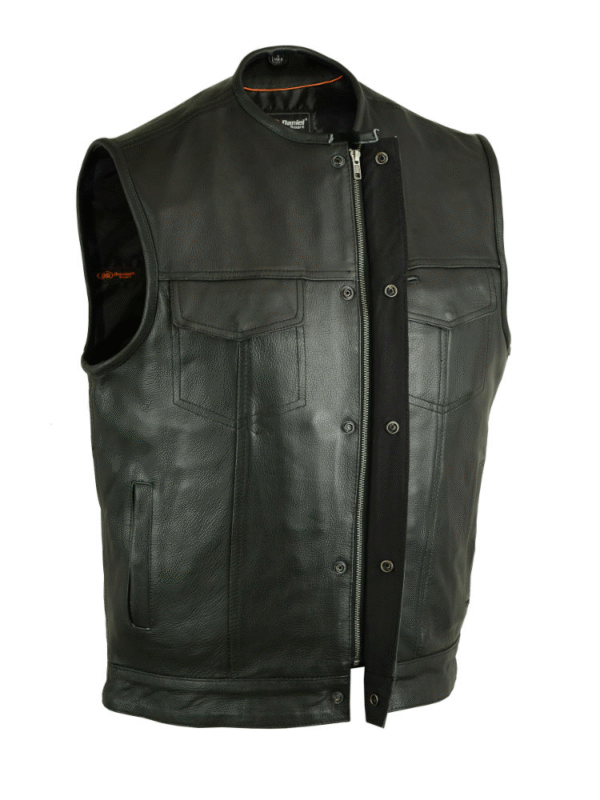 MOTORCYCLE CONCEALED SNAP CLOSURE, MILLED COWHIDE, WITHOUT COLLAR & HIDDEN ZIPPER - Image 3