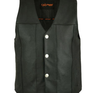 MOTORCYCLE MEN'S SINGLE BACK PANEL CONCEALED CARRY VEST (BUFFALO NICKEL HEAD SNAPS)