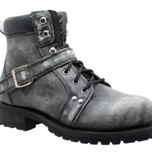 MOTORCYCLE MEN'S 6" ZIPPER LACE STONEWASHED LEATHER BOOT