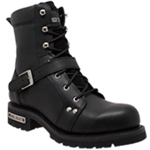 MOTORCYCLE MEN'S 6" YKK ZIPPER BLACK BIKER BOOT