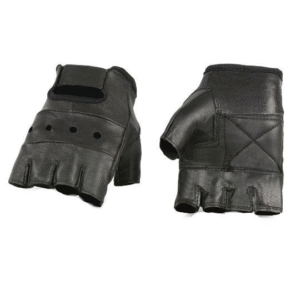 Motorcycle Men’s Leather Fingerless Glove w/ Gel Palm
