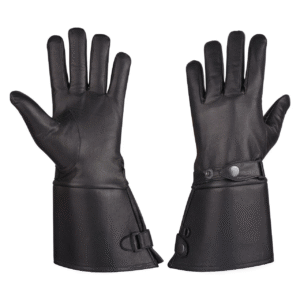 Motorcycle Men’s Thermal Lined Leather Gauntlet Gloves w Snap Wrist & Cuff