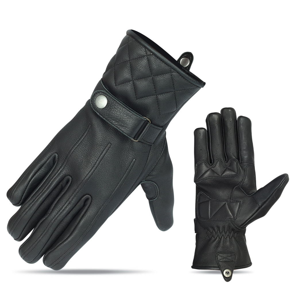 Motorcycle Premium Leather Driving Glove with Snap Cuff