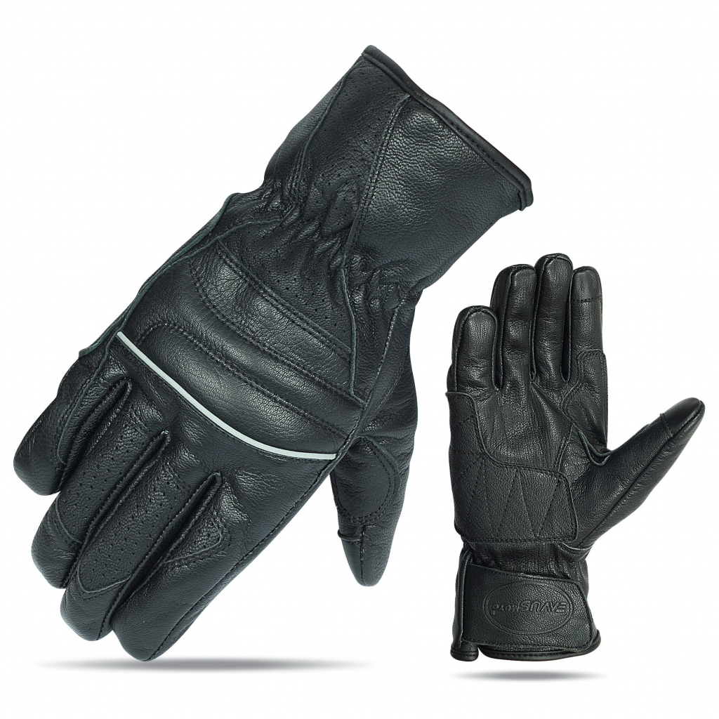 Motorcycle Premium Leather Driving Glove with Reflective Piping