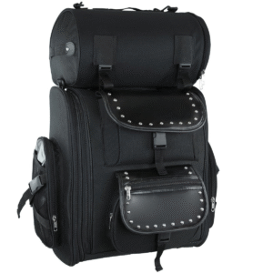 Motorcycle Large Heavy Duty Sissy Bar Bag available in Plain or Studded