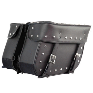 Motorcycle Leather Like Biker Studded Saddlebags