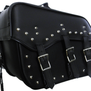 Motorcycle Vance Leather Medium 3 Strap Studded Saddle Bag