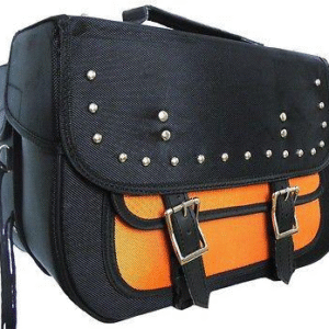 Motorcycle Vance Leather Medium Slant Studded Textile Saddle Bag