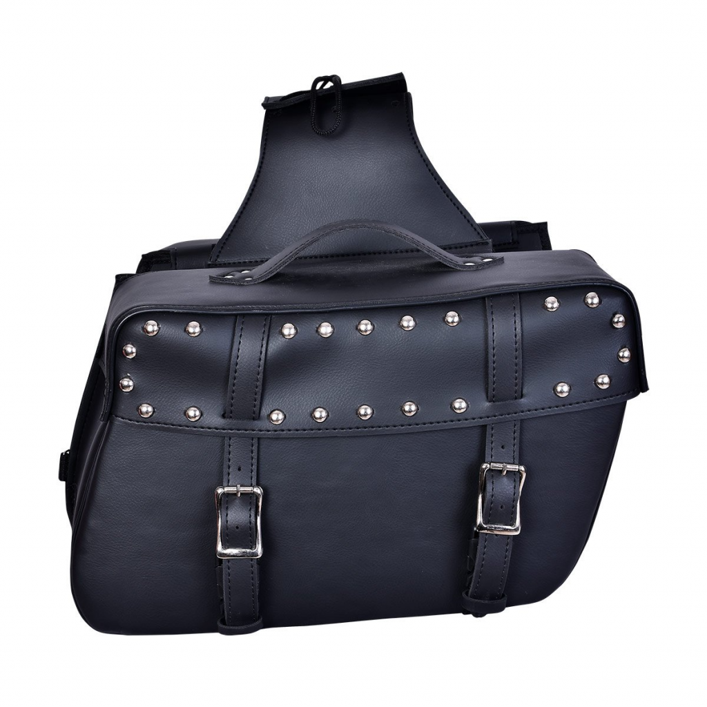 Motorcycle Vance Leather 2 Strap Studded Saddle Bag with Carry Conceal Pocket