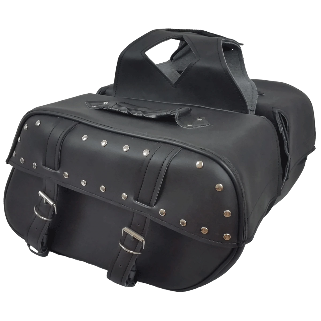 Motorcycle Vance Leather Medium 2 Strap Saddle Bag with Studs