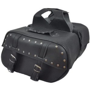 Motorcycle Vance Leather Medium 2 Strap Saddle Bag with Studs
