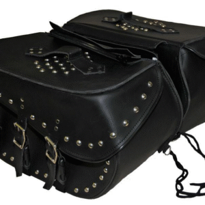Motorcycle Vance Leather Large 3 Strap Studded Saddle Bag