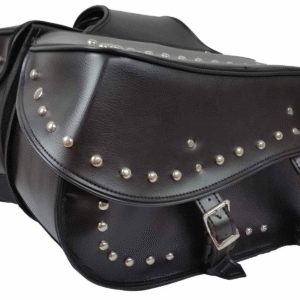 Motorcycle Vance leather Large 2 Strap Studded Saddle Bag