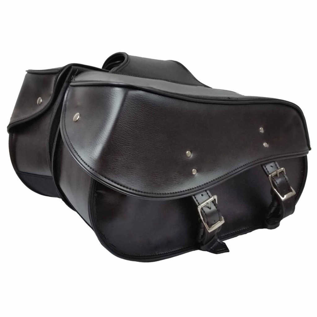 Motorcycle Vance Leather Large 2 Strap Plain Saddle Bag