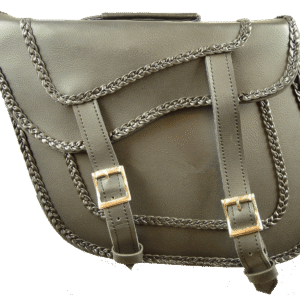 Motorcycle Black Braid Saddle Bag 13X10X6