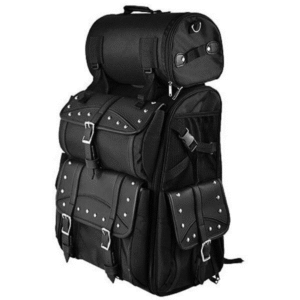 MotorcycleVance Leather Extra Large Studded 2-Piece Travel Bag/Back Pack