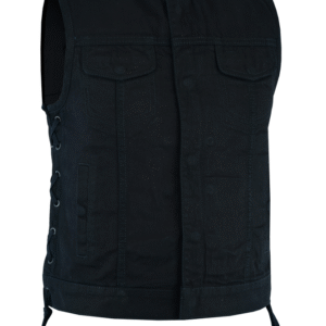 MOTORCYCLE WOMEN'S ADVANCE SIDE LACES BLACK CONSTRUCTION DENIM VEST
