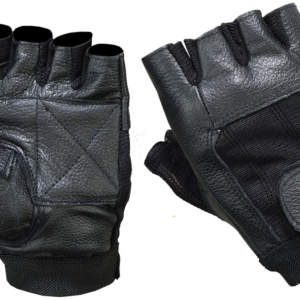MOTORCYCLE LEATHER / MESH FINGERLESS GLOVE