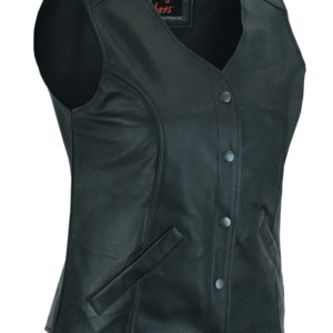 MOTORCYCLE WOMEN’S STYLISH LONGER BODY ¾ VEST – PLAIN SIDES